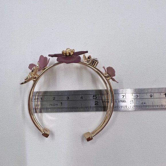 🌸🌼💕 Host Pick - NWOT - Burgundy and Pink Flowers on Gold Tone Bracelet - Picture 8 of 8